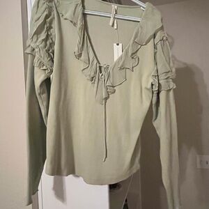 Ruffled Sage Green Women's Top